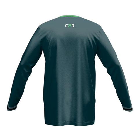 Custom 104 Long Sleeve V Neck Warmup Shirt Back View